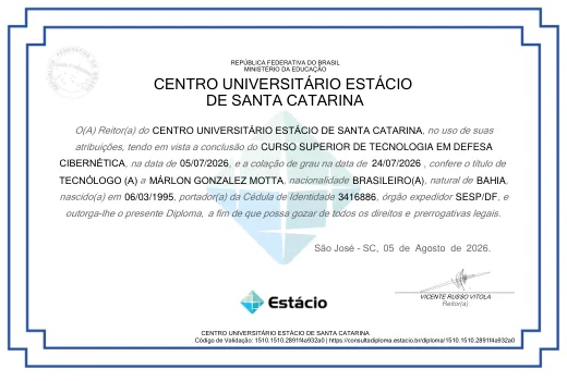 Miniatura do diploma de Defesa Cibernética